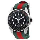 Gucci Dive Black Dial Red & Green Nylon Strap Watch For Men - YA136209