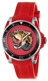 Gucci Dive Quartz Red Dial Red Rubber Strap Watch For Men - YA136315