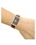 Gucci G Frame Quartz Green & Red Mother of Pearl Dial Multicolor Leather Strap Watch For Women - YA147408