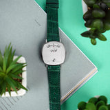 Gucci Grip Quartz Silver Dial Green Leather Strap Watch For Women - YA157404