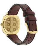 Gucci Grip Quartz Yellow Gold Dial Maroon Leather Strap Watch For Women - YA157405