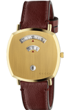 Gucci Grip Yellow Gold Dial Maroon Leather Strap Unisex Watch - YA157411