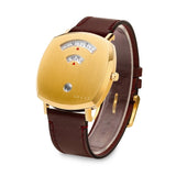 Gucci Grip Quartz Yellow Gold Dial Maroon Leather Strap Watch For Women - YA157405