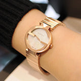 Gucci G Interlocking Mother of Pearl Dial Rose Gold Steel Strap Watch For Women - YA133515