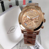 Fossil Boyfriend Multifunction Rose Gold Dial Rose Gold Steel Strap Watch for Women - ES3885