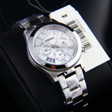 Fossil Boyfriend Multifunction Silver Dial Silver Steel Strap Watch for Women - ES3883