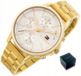 Tommy Hilfiger Carly White Dial Gold Steel Strap Watch for Women - 1781786