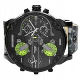 Diesel Big Daddy Chronograph Black Dial Black Leather Strap Watch For Men - DZ7311