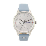 Tommy Hilfiger Brooke Silver Dial Blue Leather Strap Watch for Women - 1782023