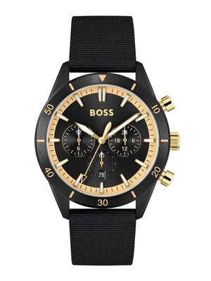 Hugo Boss Santiago Black Dial Black Nylon Strap Watch for Men - 1513935