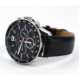 Tommy Hilfiger Luke Quartz Black Dial Black Leather Strap Watch for Men - 1791117