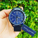 Tommy Hilfiger Gavin Chronograph Blue Dial Blue Mesh Bracelet Watch for Men - 1791471