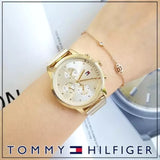 Tommy Hilfiger Blake White Dial Gold Steel Strap Watch for Women - 1781905