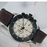 Fossil Dillinger Chronograph White Dial Brown Leather Strap Watch for Men - FS5674