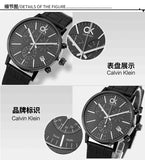 Calvin Klein Post Minimal Chronograph Black Dial Black Leather Strap Watch for Men - K7627401