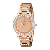 Fossil Jesse Crystal Rose Gold Dial Rose Gold Steel Strap Watch for Women - ES3020