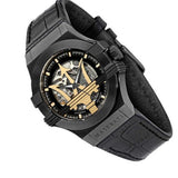 Maserati Potenza Skeleton Limited Edition Black Dial Black Leather Strap Watch For Men - R8821108027