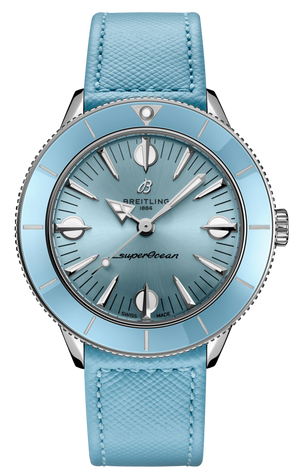 Breitling Superocean Heritage '57 Pastel Paradise Blue Dial Blue Leather Strap Watch for Women - A10340161C1X1