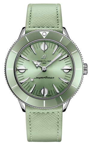 Breitling Superocean Heritage '57 Pastel Paradise Green Dial Green Leather Strap Watch for Women - A10340361L1X1