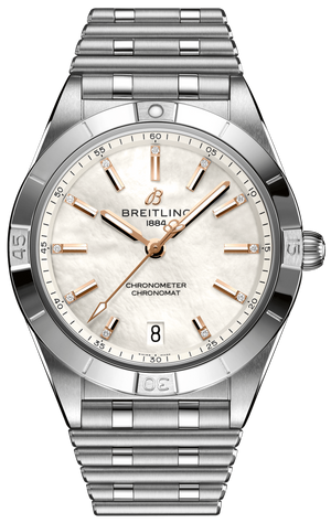 Breitling Chronomat 36 Mother of Pearl Dial Silver Steel Strap Watch for Women - A10380101A4A1