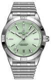 Breitling Chronomat Automatic 36 Green Dial Silver Steel Strap Watch for Women - A10380101L1A1