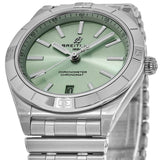 Breitling Chronomat Automatic 36 Green Dial Silver Steel Strap Watch for Women - A10380101L1A1