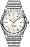 Breitling Chronomat Automatic 36 Diamonds White Dial Silver Steel Strap Watch for Women - A10380591A1A1