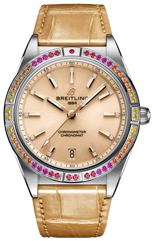 Breitling Chronomat Automatic 36 South Sea Brown Dial Brown Leather Strap Watch for Women - A10380611A1P1