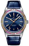 Breitling Chronomat Automatic 36 South Sea Blue Dial Blue Leather Strap Watch for Women - A10380611C1P1