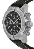 Breitling Avenger Chronograph 45mm Black Dial Black Leather Strap Watch for Men - A13317101B1X1