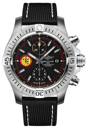 Breitling Avenger Chronograph 45mm Swiss Air Force Team Black Dial Black Nylon Strap Watch for Men - A133171A1B1X1