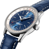 Breitling Navitimer Automatic 38mm Blue Dial Blue Leather Strap Mens Watch - A17325211C1P1