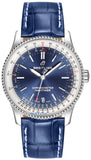 Breitling Navitimer Automatic 38mm Blue Dial Blue Leather Strap Mens Watch - A17325211C1P1