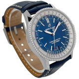 Breitling Navitimer Automatic 38mm Blue Dial Blue Leather Strap Mens Watch - A17325211C1P1