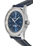 Breitling Navitimer Automatic 38mm Blue Dial Blue Leather Strap Mens Watch - A17325211C1P1