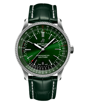 Breitling Navitimer Automatic 41mm Green Dial Green Leather Strap Watch for Men - A17326361L1P1