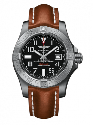 Breitling Avenger II Seawolf Stainless Steel 45mm Volcano Black Leather Strap Mens Watch - A1733110/BC31/434X