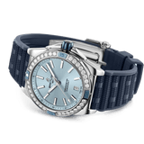 Breitling Super Chronomat Automatic 38 Diamonds Blue Dial Blue Rubber Strap Watch for Women - A17356531C1S1