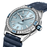 Breitling Super Chronomat Automatic 38 Diamonds Blue Dial Blue Rubber Strap Watch for Women - A17356531C1S1