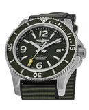 Breitling Superocean Automatic 44mm Outerknown Green Dial Green Nylon Strap Watch for Men - A17367A11L1W1