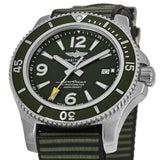 Breitling Superocean Automatic 44mm Outerknown Green Dial Green Nylon Strap Watch for Men - A17367A11L1W1