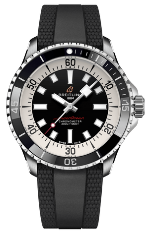 Breitling Superocean Automatic 42 Black Dial Black Rubber Strap Watch for Men - A17375211B1S1