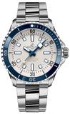 Breitling Superocean Automatic 42 White Dial Green Silver Steel Strap Watch for Men - A17375E71G1A1