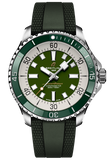 Breitling Superocean Automatic 44 Green Dial Green Rubber Strap Watch for Men - A17376A31L1S1