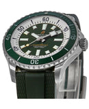 Breitling Superocean Automatic 44 Green Dial Green Rubber Strap Watch for Men - A17376A31L1S1