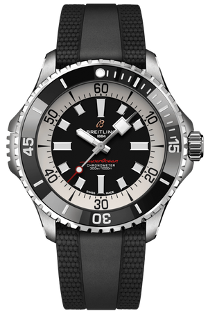 Breitling Superocean Automatic 46 Black Dial Black Rubber Strap Watch for Men - A17378211B1S1