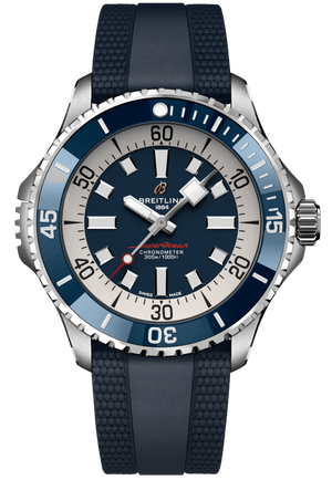 Breitling Superocean Automatic 46 Blue Dial Blue Rubber Strap Watch for Men - A17378E71C1S1