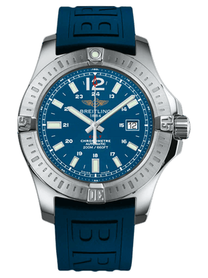 Breitling Colt Automatic 44mm Blue Dial Rubber Strap Mens Watch - A1738811-C906-157S