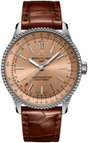 Breitling Navitimer Automatic 35 Brown Dial Brown Leather Strap Watch for Men - A17395201K1P1