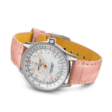 Breitling Navitimer Automatic 35 Mother of Pearl Dial Pink Leather Strap Watch for Women - A17395211A1P3